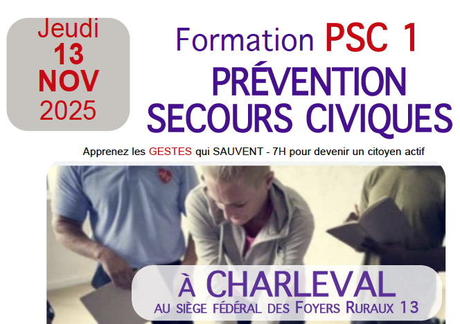 Formation PSC 1 le 13 Novembre 2025